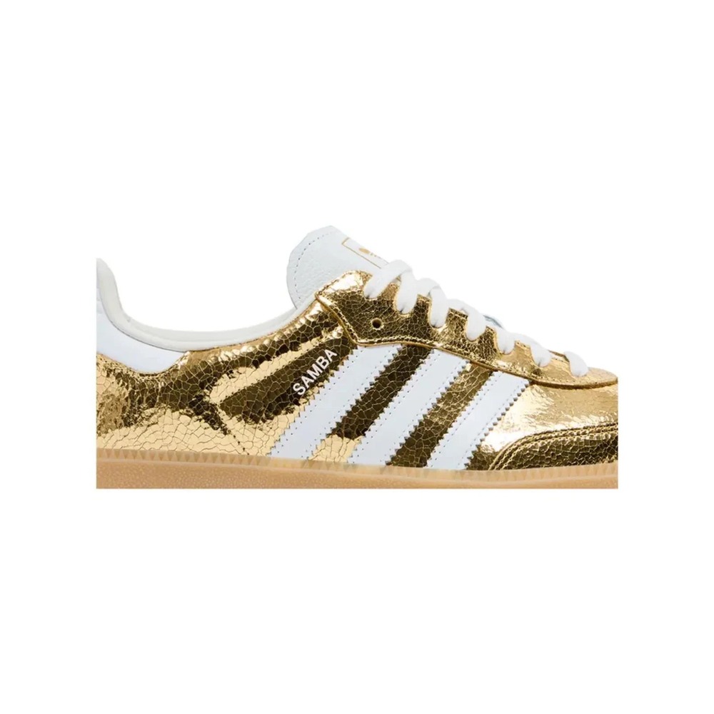 Adidas Samba OG Women's Size 7.5 Cracked Leather Gold Sneakers KI5719 NEW - Picture 5 of 7